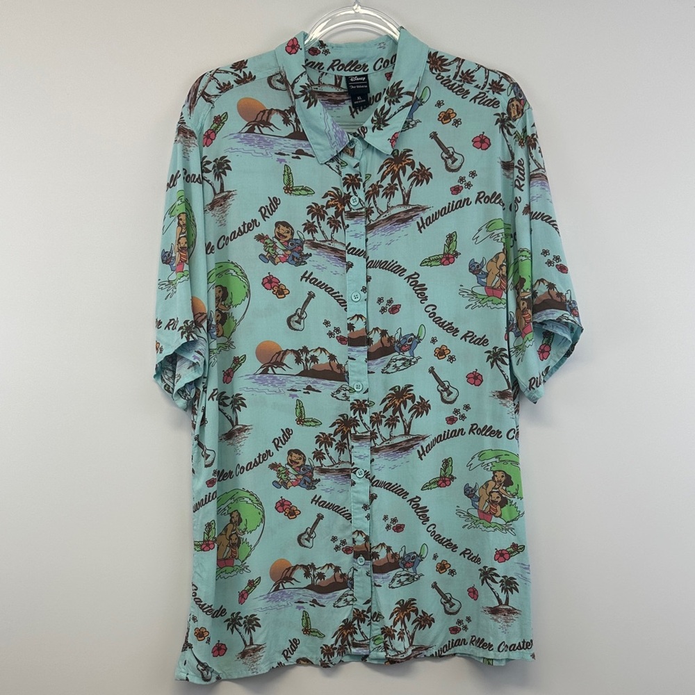 Disney Lilo & Stitch Hawaiian Roller Coaster Ride Shirt BoxLunch Our Universe XL